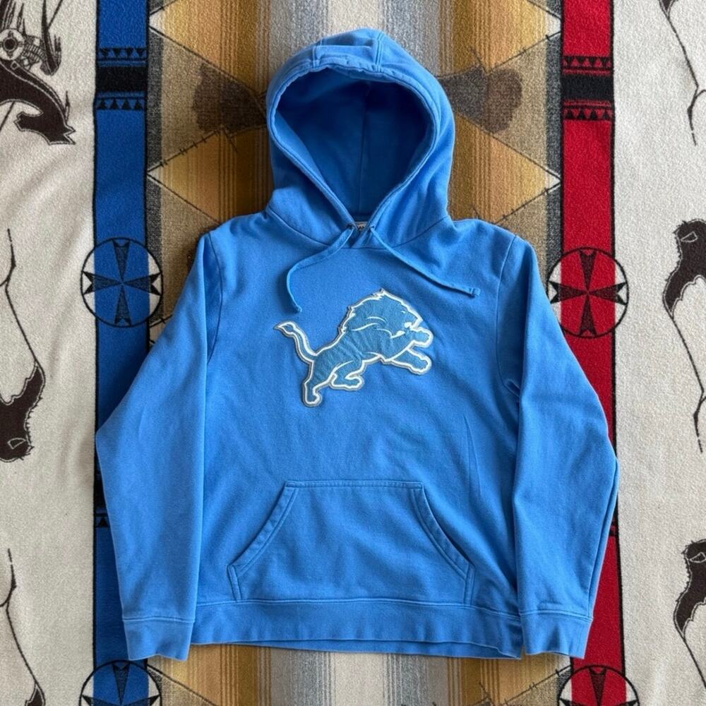 Vintage Y2K Men’s Detroit Lions Hoodie Sweatshirt Size Large Blue NFL Football